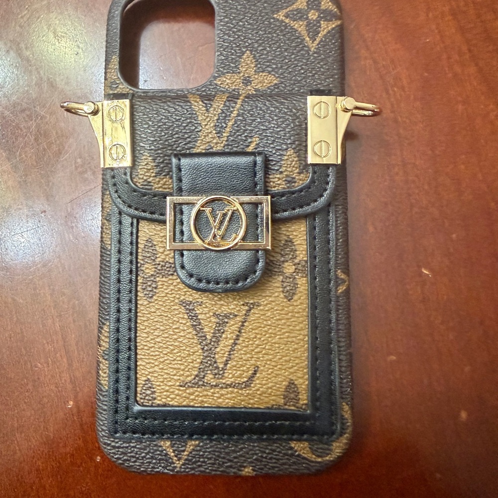 Monogram Brown and Tan Phone 13 case with card holder